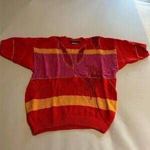 VINTAGE Herb Ghestler by Joni Breschel Red Pink sweater M